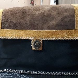 Handmade suede leather shoulder bag